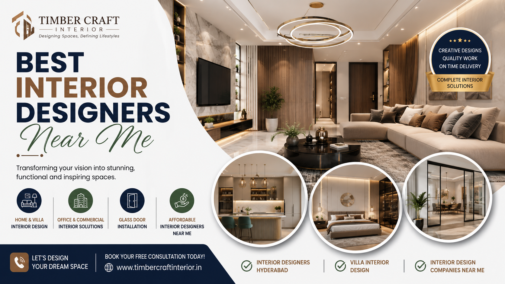  5 Best Interior Design Companies in Hyderabad -Transform Your Space with Timber Craft Interior