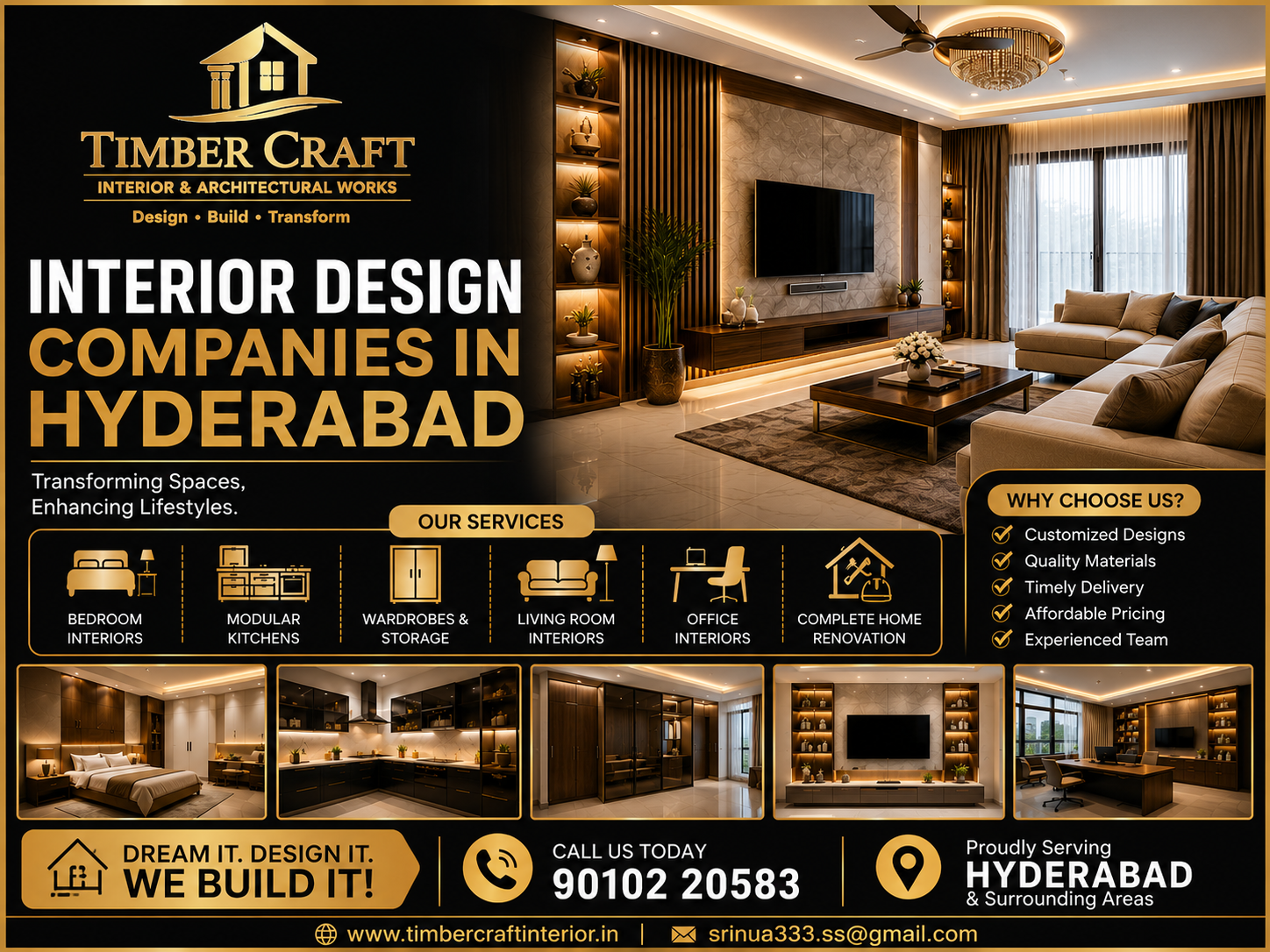  Interior Design Companies in Hyderabad: Transforming Spaces with Timber Craft Interior Designs