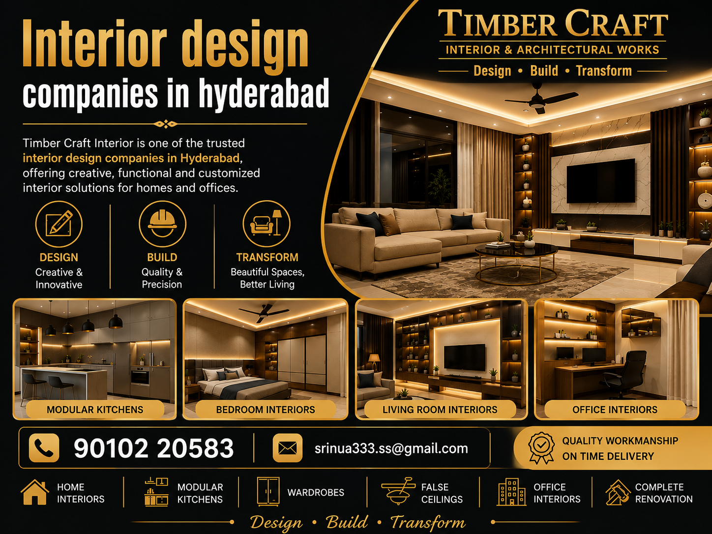  Interior Design Companies in Hyderabad: Transform Your Space with Timber Craft Interior
